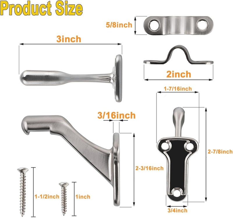 Acrux7 6 Pack 3'' Handrail Bracket, Stair Railing Bracket with Screws, Heavy Duty Zinc Alloy Hand Rail Hardware, Handrail Brackets for Indoor Stairs, Satin Nickel Finish - Image 2